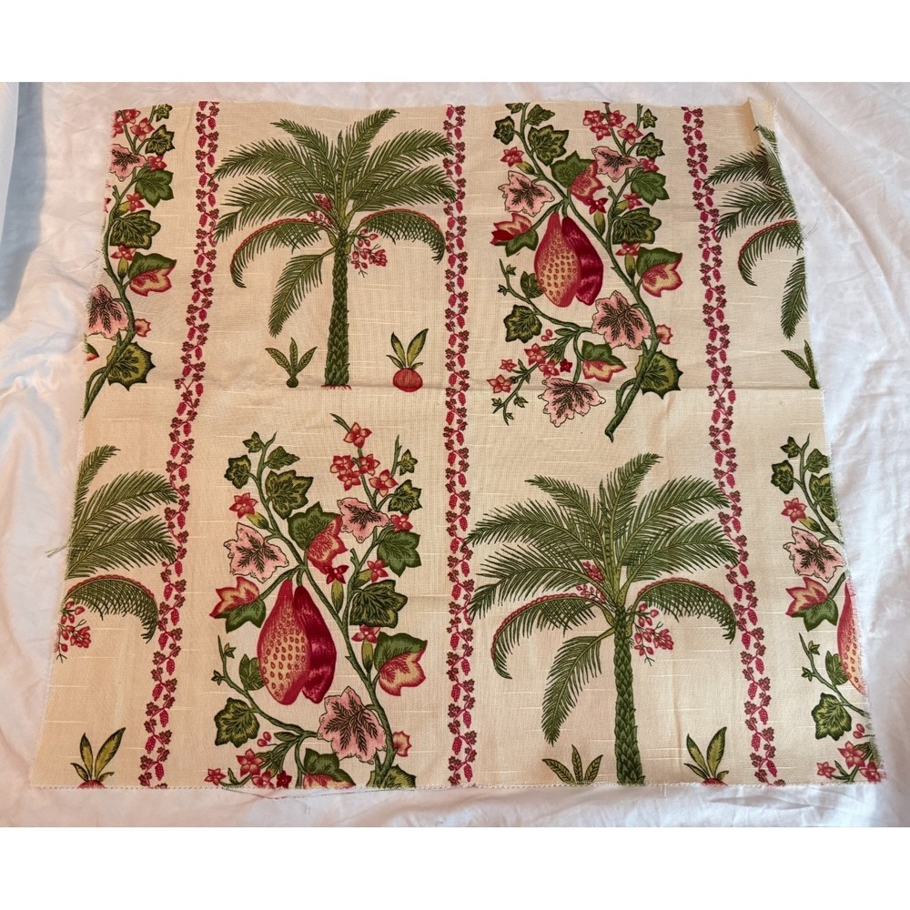 Vintage New Palm Trees Tropical Fruit 23"by 24" Fabric Remnants Sewing